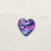 28×30 mm Purple/Black Heart Abalone Shell Shape, One-Hole Sew-On Shell on Acrylic Gem (Sold in Pairs)
